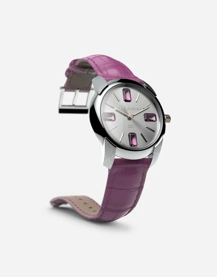 Dolce and Gabbana WatchesandStraps Women Watch With Alligator Strap Pink Dolce and Gabbana WatchesandStraps Women Watch With Alligator Strap Pink