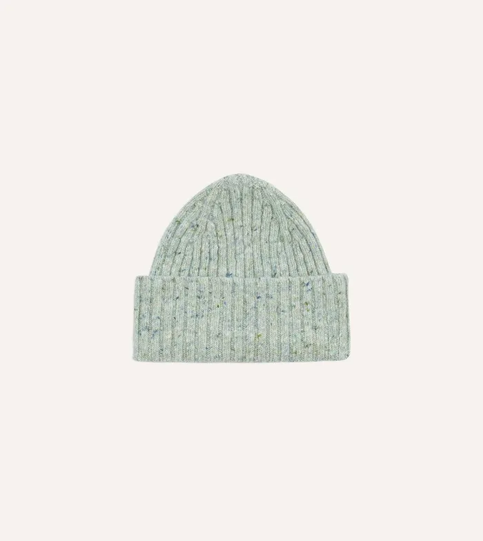 Drake039s ALD Drake039s Grey Donegal Ribbed Knit Beanie 8211 Accessories