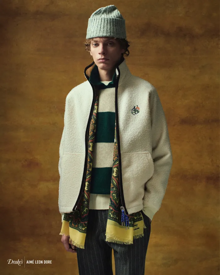 Drake039s ALD Drake039s Grey Donegal Ribbed Knit Beanie 8211 Accessories