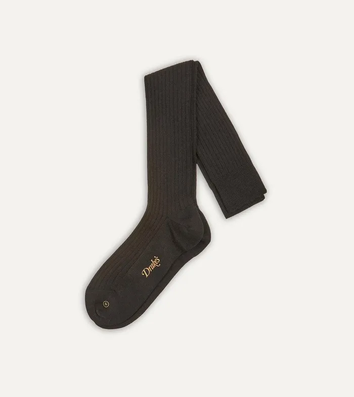 Drake039s Black Wool OvertheCalf Socks 8211 Accessories