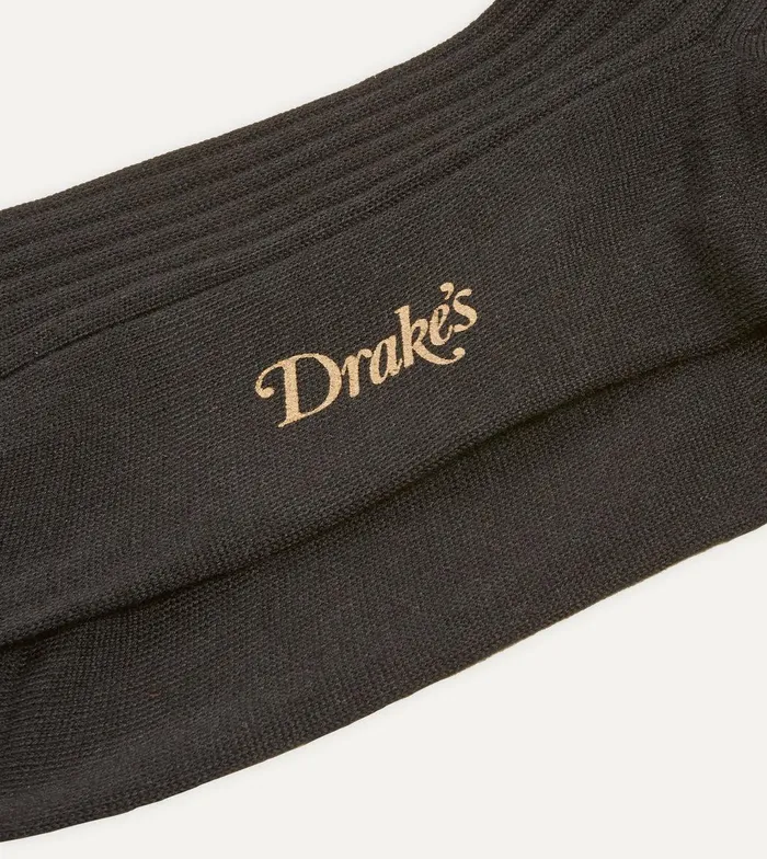 Drake039s Black Wool OvertheCalf Socks 8211 Accessories