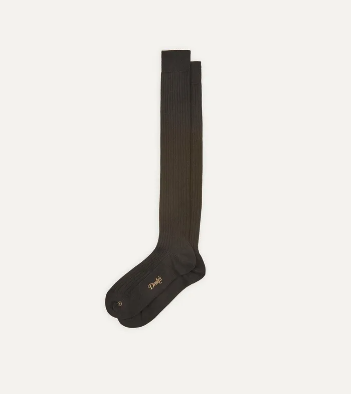 Drake039s Black Wool OvertheCalf Socks 8211 Accessories