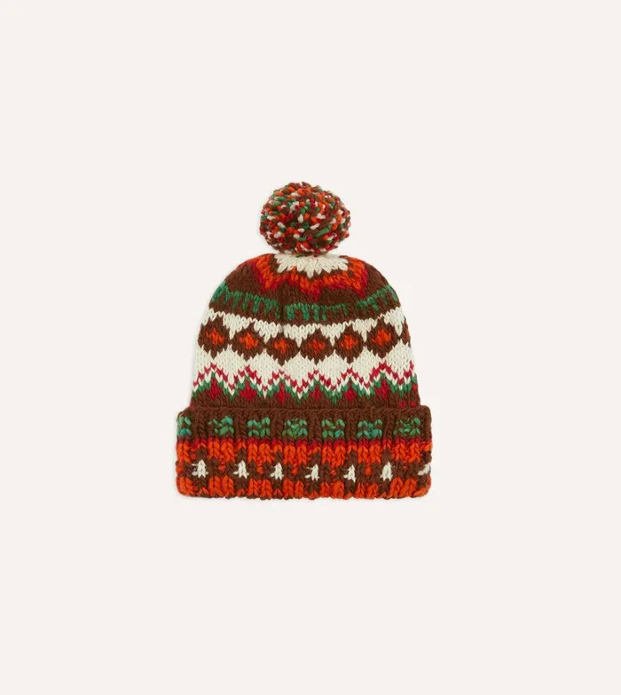 Drake039s Chamula For Drake039s Red Fairisle Merino Knit Cap 8211 Accessories