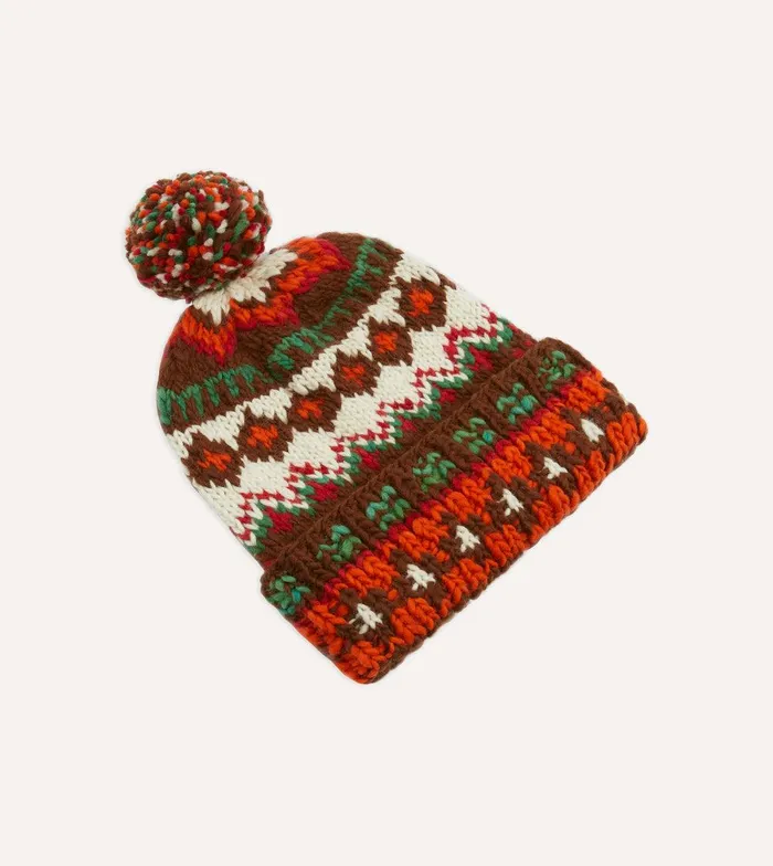 Drake039s Chamula For Drake039s Red Fairisle Merino Knit Cap 8211 Accessories