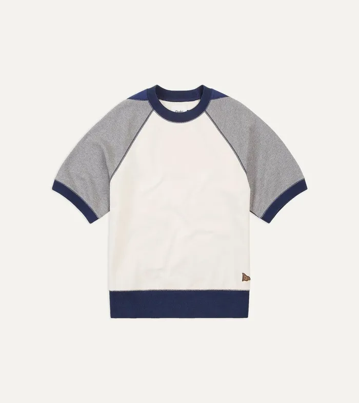 Drake039s Ecru And Grey Short Sleeve Crew Neck Cotton Sweatshirt 8211 Clothing Drake039s Ecru And Grey Short Sleeve Crew Neck Cotton Sweatshirt 8211 Clothing