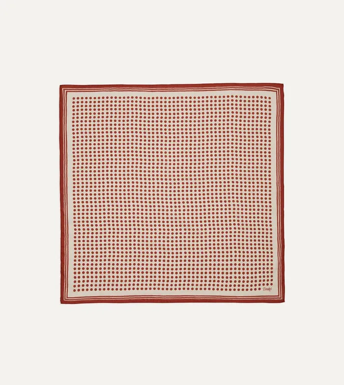 Drake039s Ecru And Red Spots Print SilkCotton Bandana 8211 Accessories