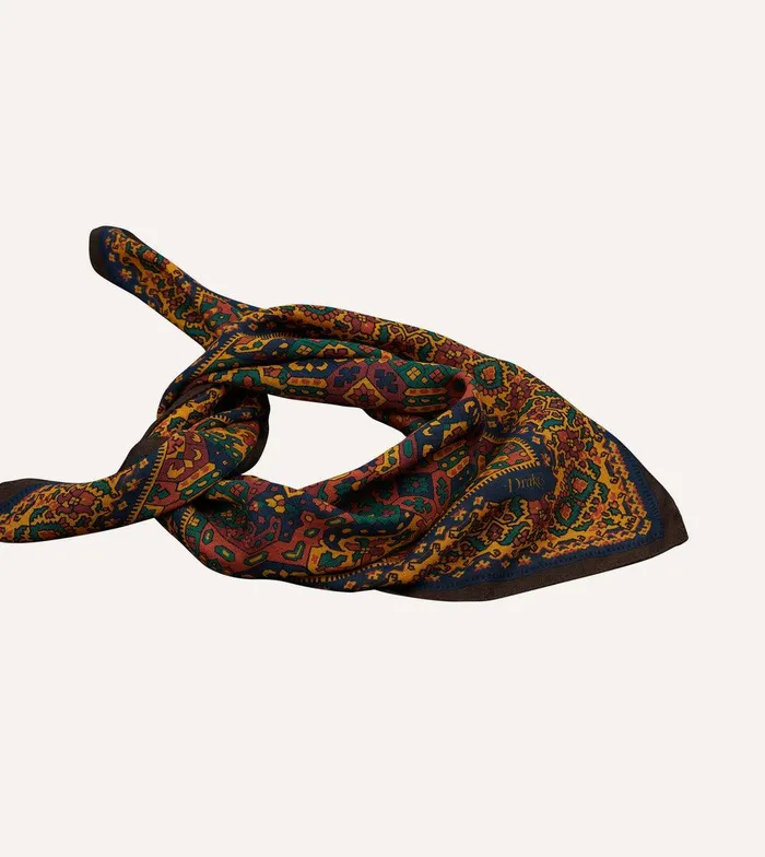 Drake039s Gold Tapestry Print WoolSilk Bandana 8211 Accessories