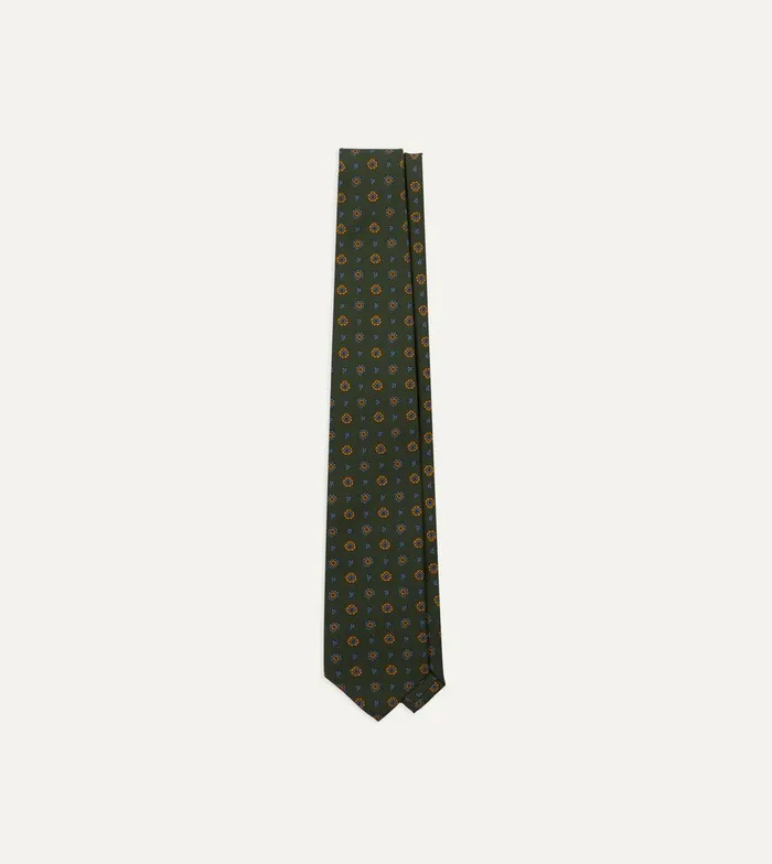 Drake039s Green Medallion Print 36oz Madder Silk Self Tipped Tie 8211 Ties