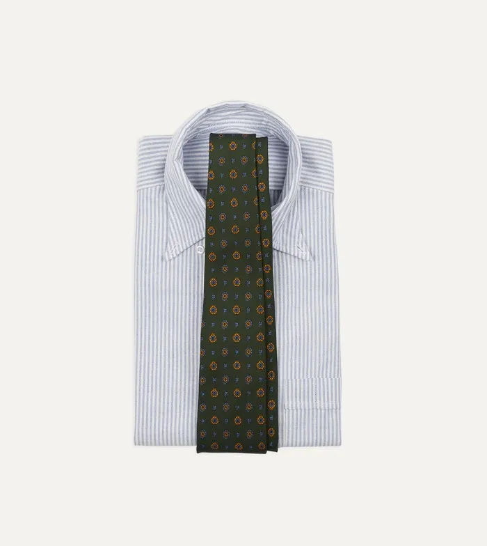 Drake039s Green Medallion Print 36oz Madder Silk Self Tipped Tie 8211 Ties