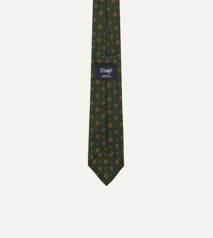 Drake039s Green Medallion Print 36oz Madder Silk Self Tipped Tie 8211 Ties