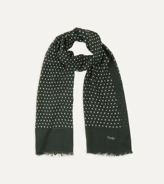 Drake039s Green Polka Dot Wool Scarf 8211 Accessories
