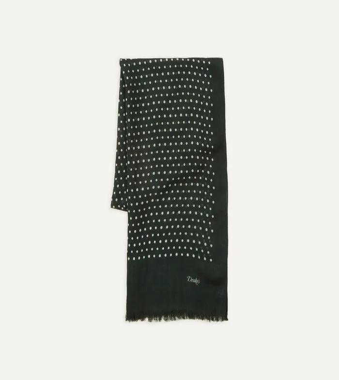 Drake039s Green Polka Dot Wool Scarf 8211 Accessories