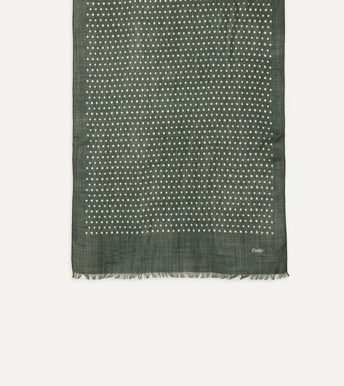 Drake039s Green Polka Dot Wool Scarf 8211 Accessories