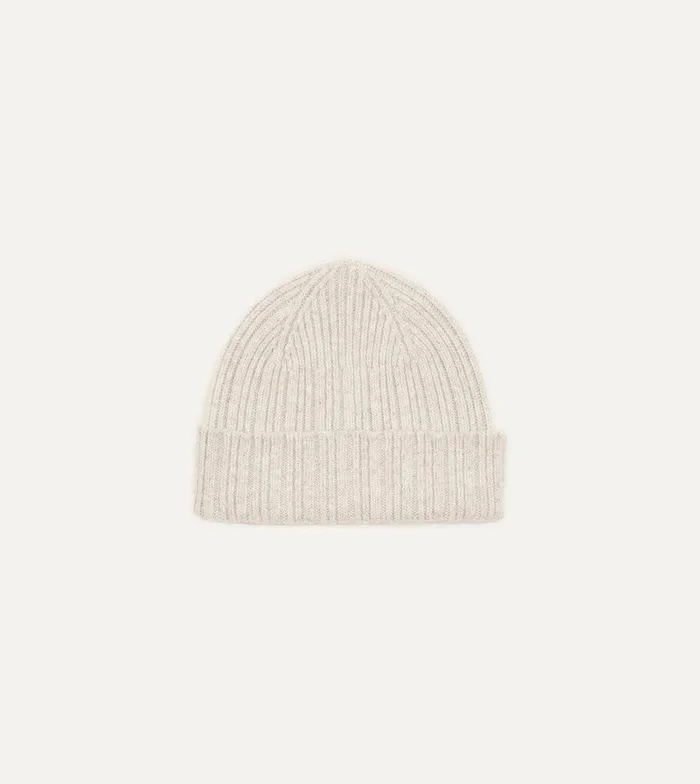 Drake039s Grey Angora Lambswool Ribbed Knit Cap 8211 Accessories