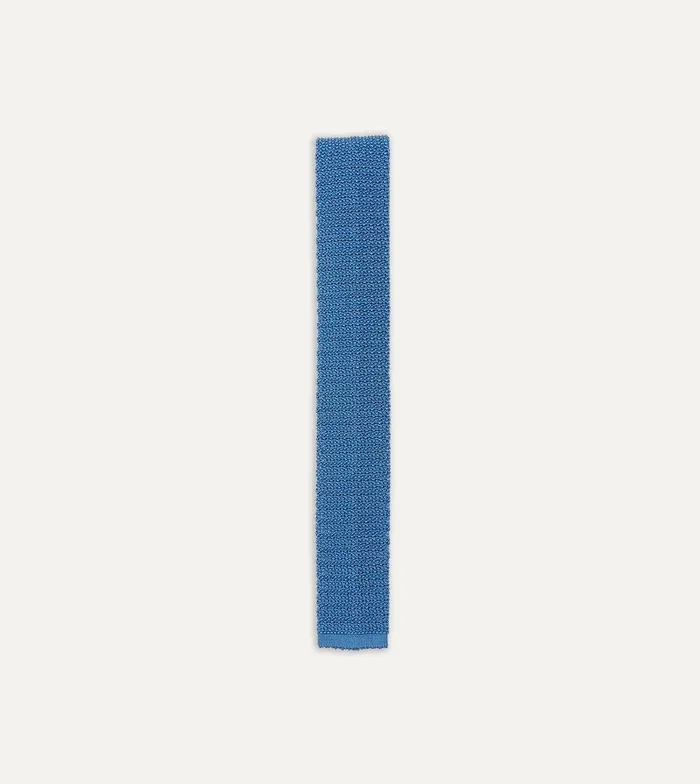 Drake039s Light Blue Knitted Silk Solid Colour Tie 8211 Ties