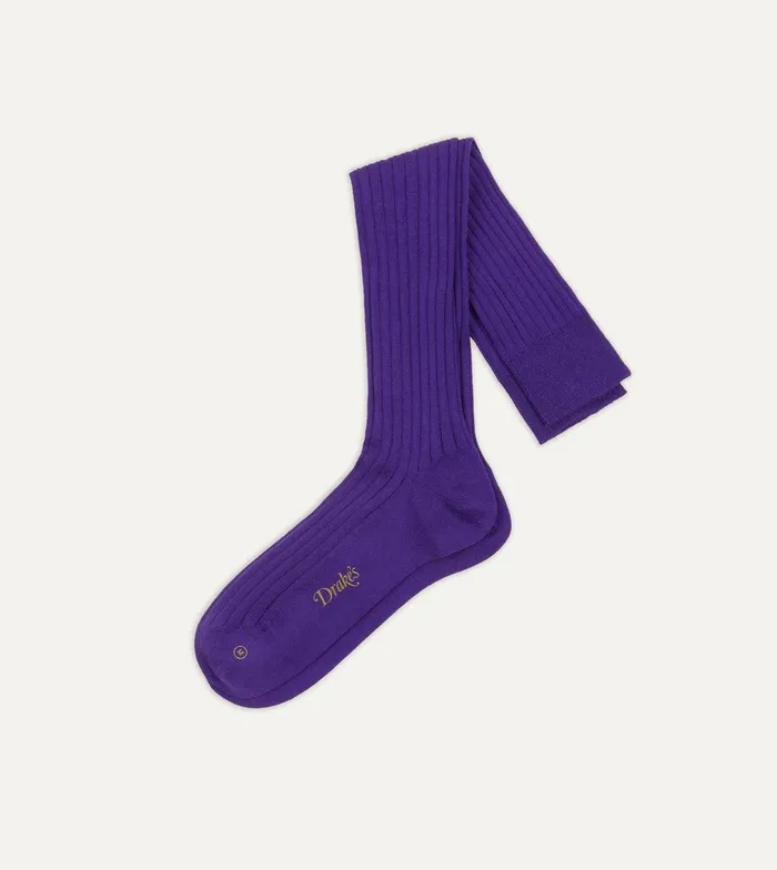 Drake039s Purple Cotton OvertheCalf Socks 8211 Accessories