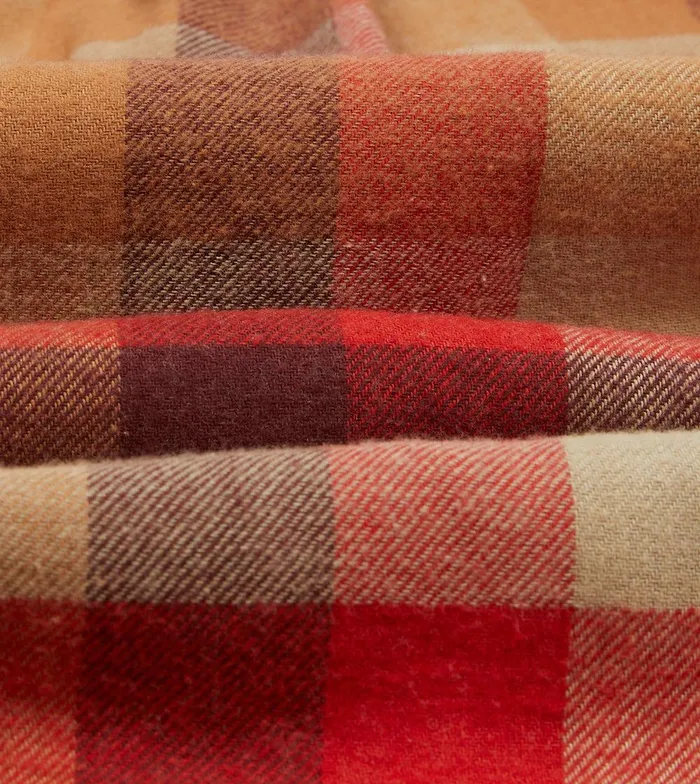 Drake039s Red And Brown Check Brushed Cotton TwoPocket Work Shirt 8211 Shirts