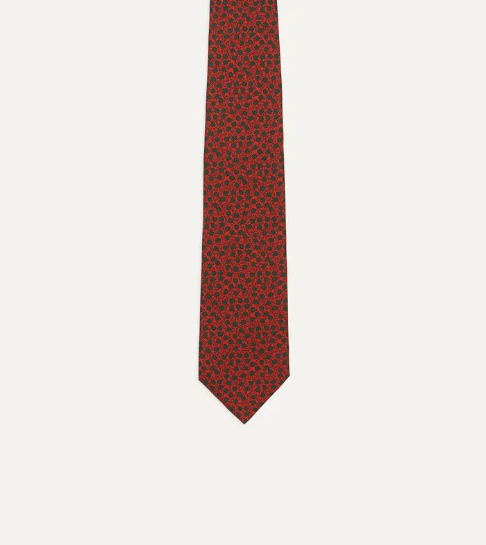 Drake039s Red Mini Leaves Print Foulard Silk Self Tipped Tie 8211 Ties