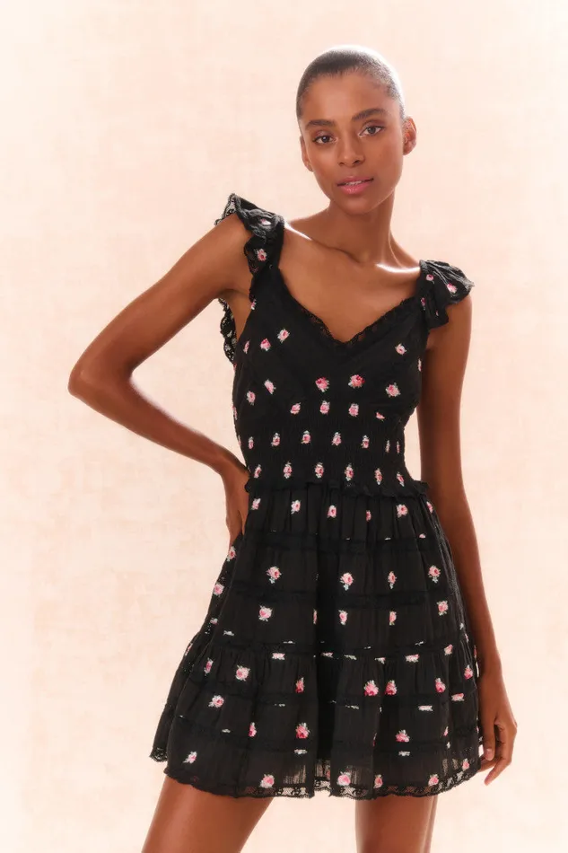 Dresses Women LoveShackFancy Finny Embroidered Floral Dress Black Combo