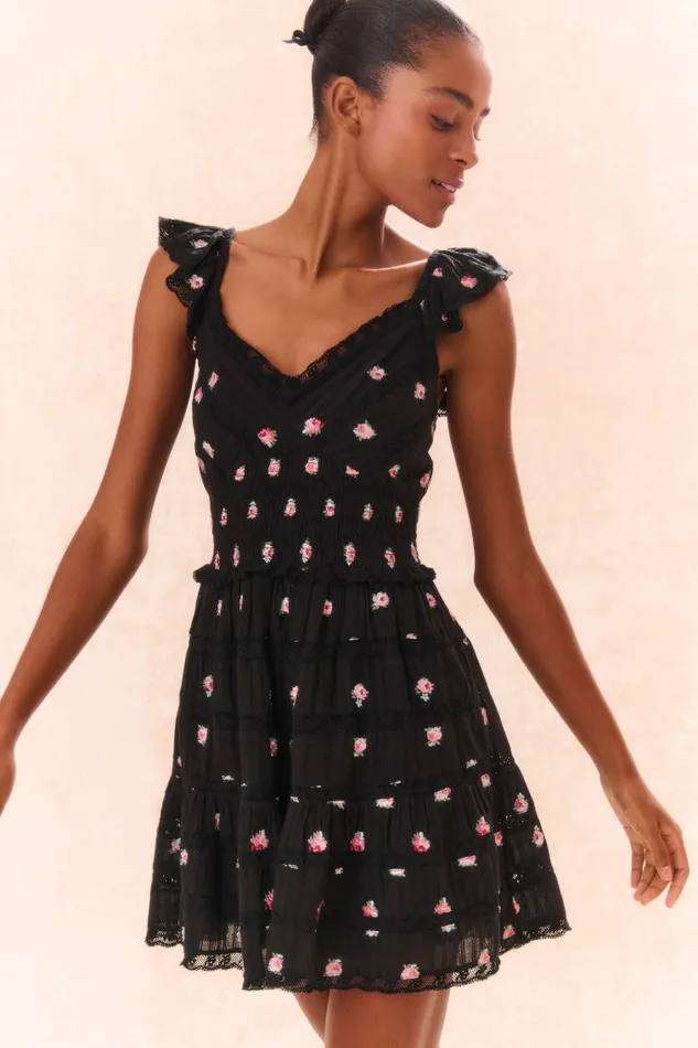 Dresses Women LoveShackFancy Finny Embroidered Floral Dress Black Combo
