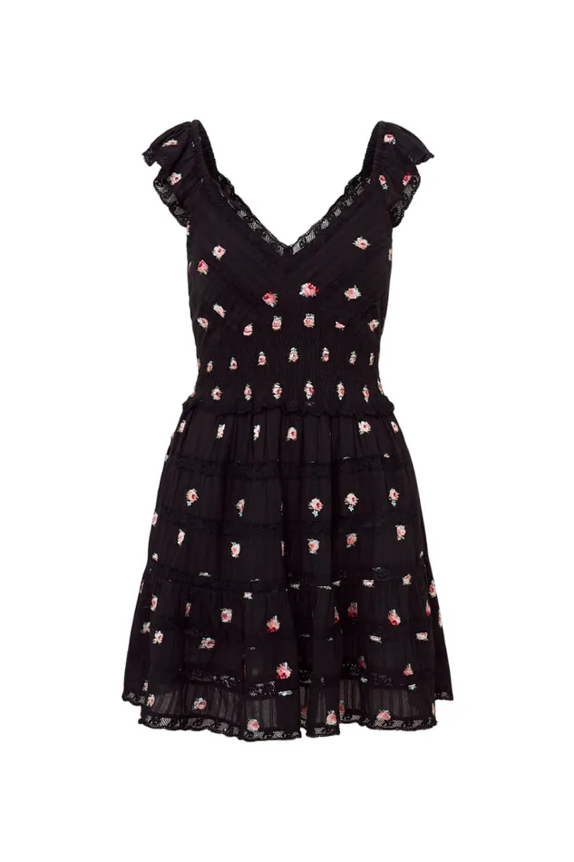 Dresses Women LoveShackFancy Finny Embroidered Floral Dress Black Combo