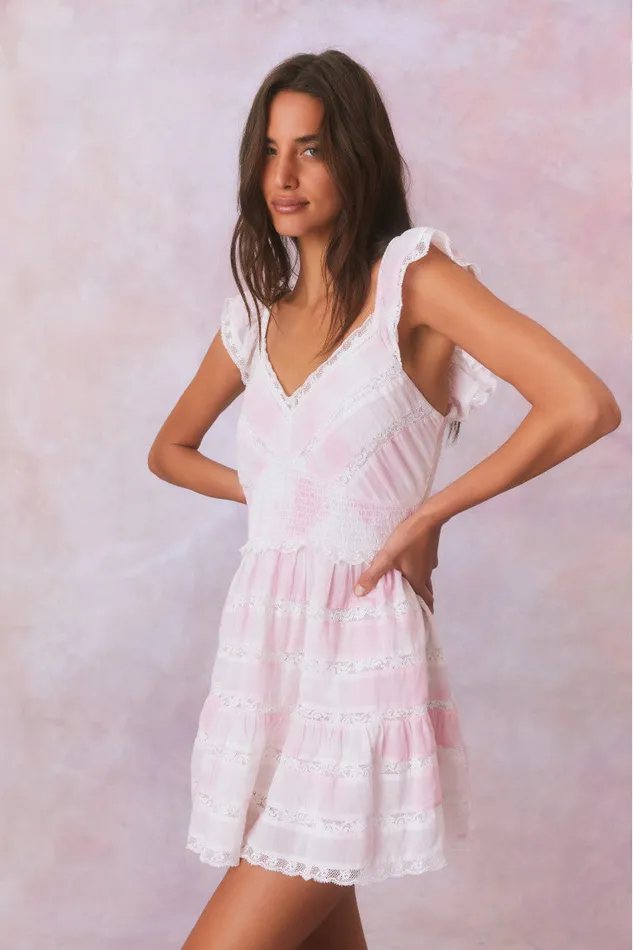 Dresses Women LoveShackFancy Finny Hand Dyed Mini Dress Peony Pink Hand Dye