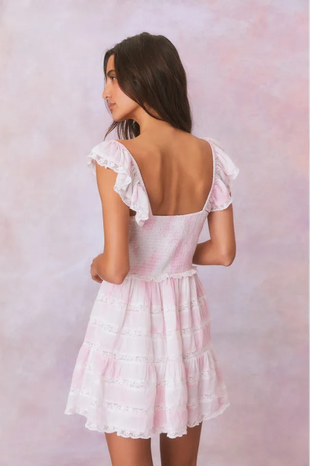 Dresses Women LoveShackFancy Finny Hand Dyed Mini Dress Peony Pink Hand Dye