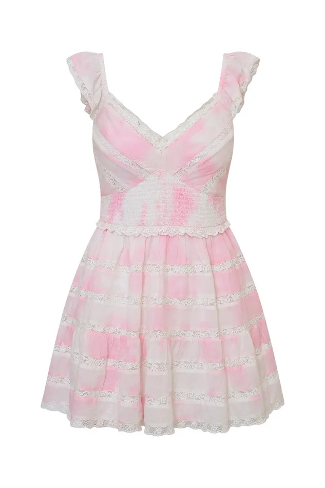Dresses Women LoveShackFancy Finny Hand Dyed Mini Dress Peony Pink Hand Dye