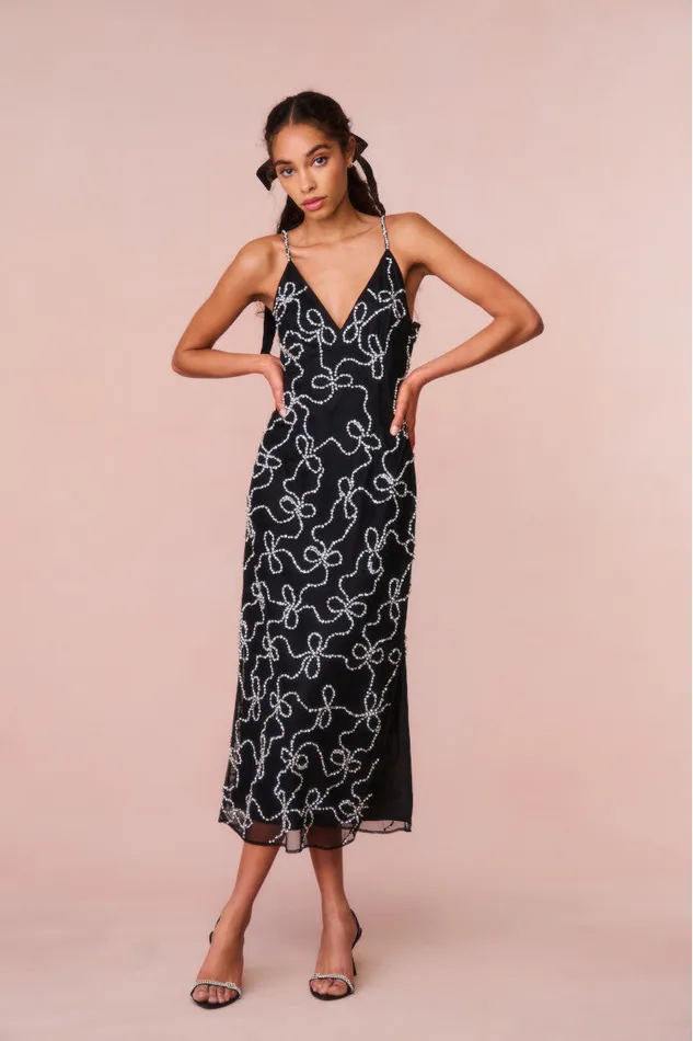 Dresses Women LoveShackFancy Kaylen Embellished Midi Dress Black