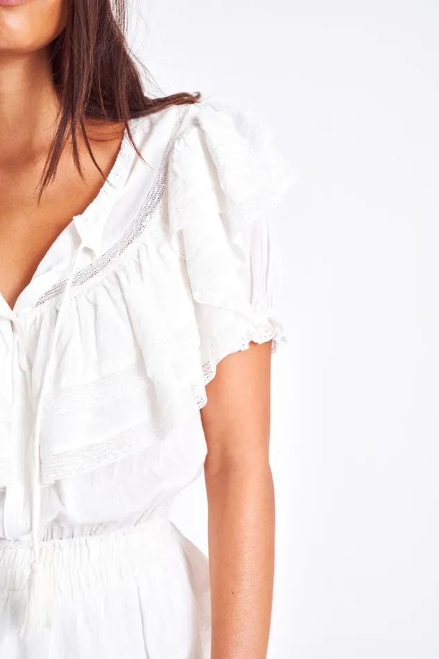 Dresses Women LoveShackFancy Liv Cotton Ruffled Dress Antique White