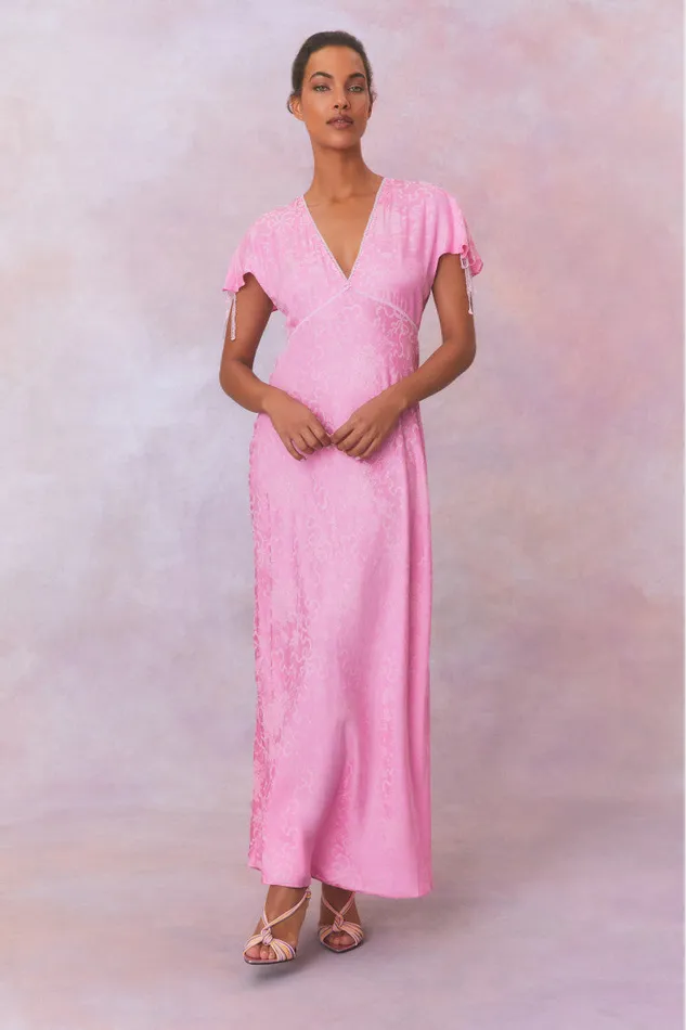 Dresses Women LoveShackFancy Loulou Jacquard Printed Maxi Dress Bright Pink