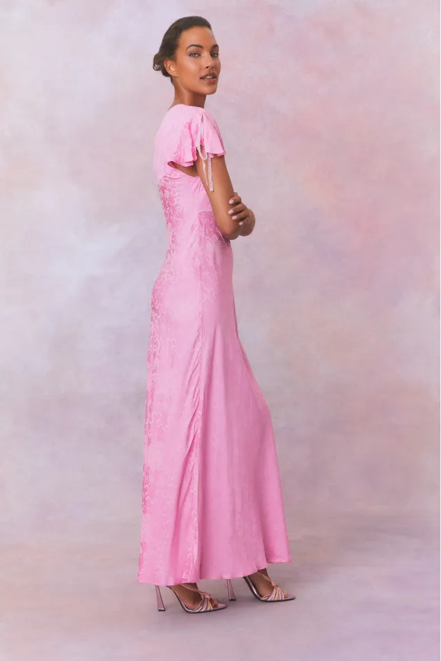 Dresses Women LoveShackFancy Loulou Jacquard Printed Maxi Dress Bright Pink