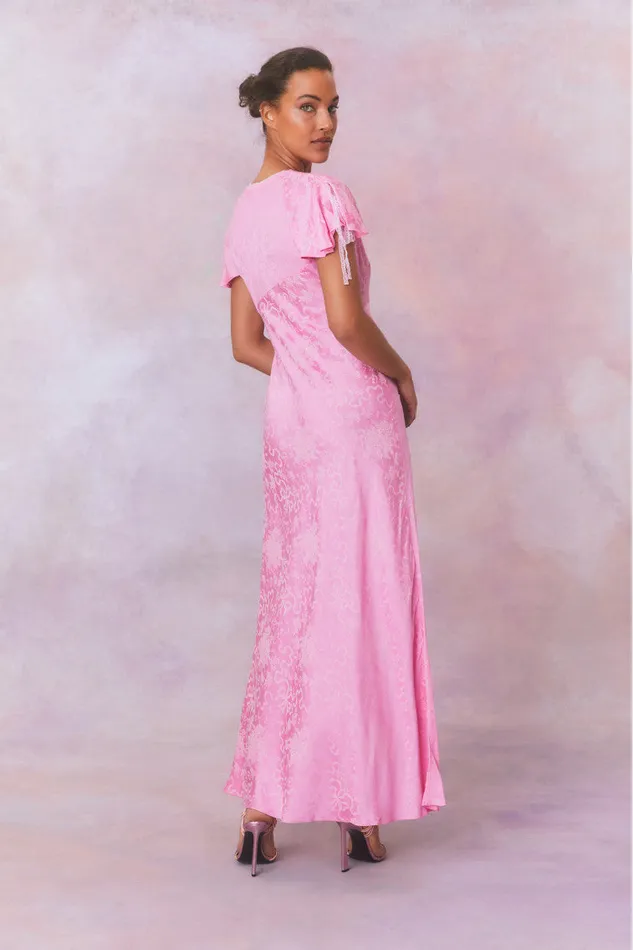 Dresses Women LoveShackFancy Loulou Jacquard Printed Maxi Dress Bright Pink