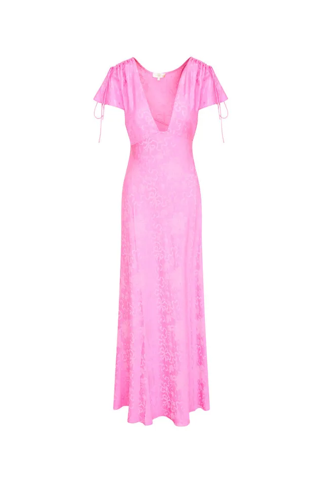 Dresses Women LoveShackFancy Loulou Jacquard Printed Maxi Dress Bright Pink