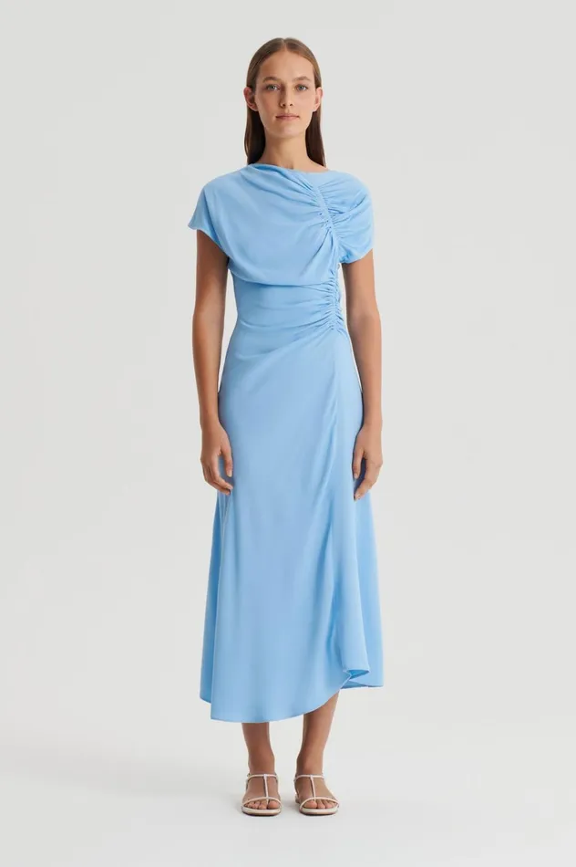 Dresses Women Scanlan Theodore GATHERED DRAPE DRESS Sky