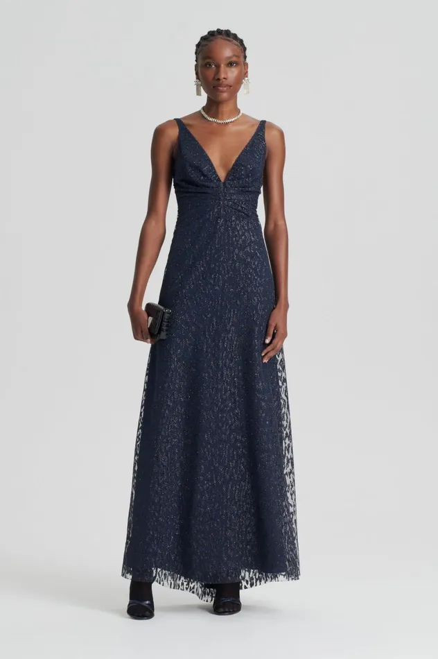 Dresses Women Scanlan Theodore TINSEL PRINT GOWN Navy