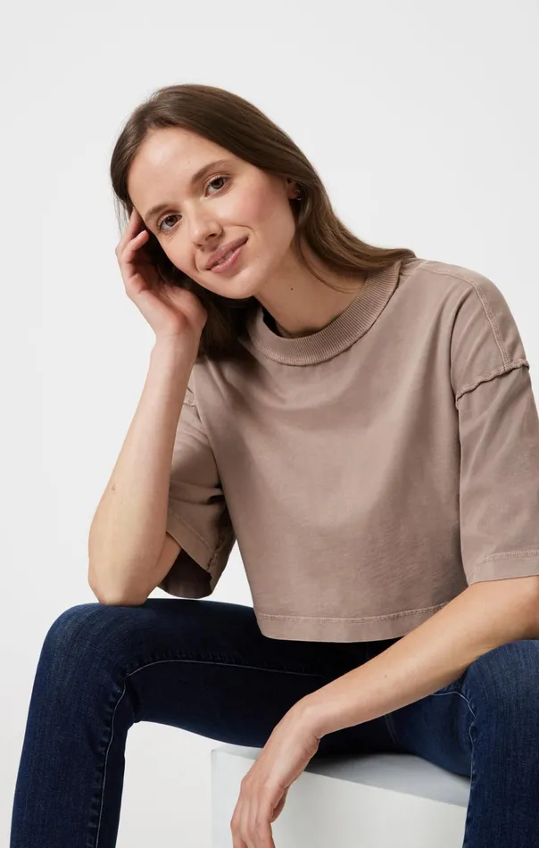 Drop Shoulder Cropped TShirt In Moon Rock Women Mavi Jeans Tops and TShirts Drop Shoulder Cropped TShirt In Moon Rock Women Mavi Jeans Tops and TShirts