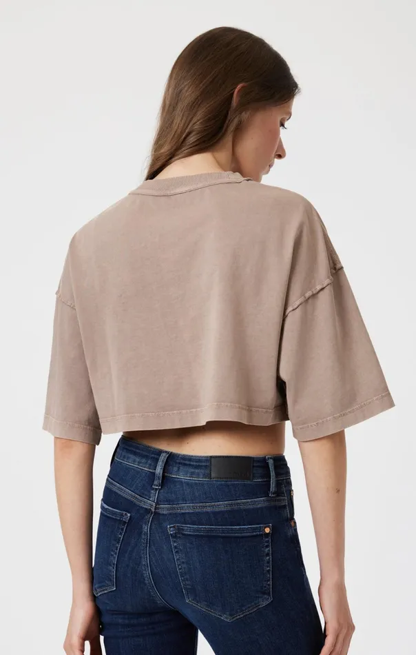 Drop Shoulder Cropped TShirt In Moon Rock Women Mavi Jeans Tops and TShirts Drop Shoulder Cropped TShirt In Moon Rock Women Mavi Jeans Tops and TShirts