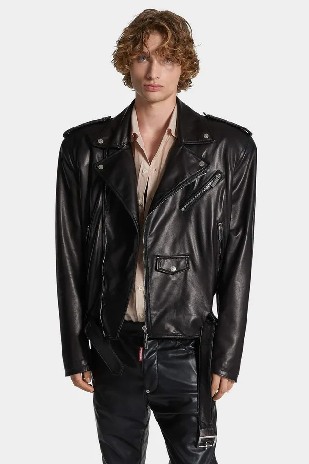 Dsquared2 Coats and Outerwear 80s Leather Kiodo Black 8211 Men