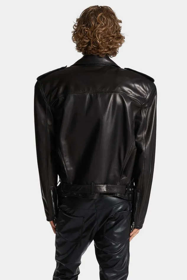 Dsquared2 Coats and Outerwear 80s Leather Kiodo Black 8211 Men
