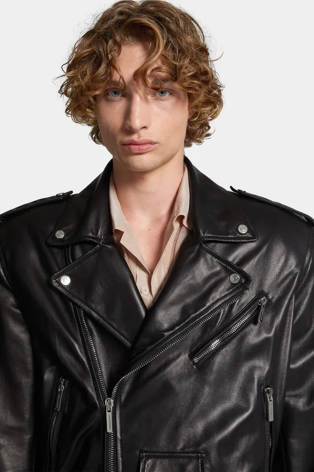 Dsquared2 Coats and Outerwear 80s Leather Kiodo Black 8211 Men