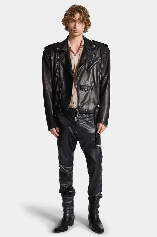 Dsquared2 Coats and Outerwear 80s Leather Kiodo Black 8211 Men