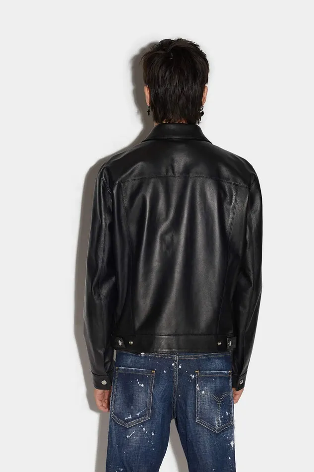Dsquared2 Coats and Outerwear Leather Dan Jean Jacket Black 8211 Men
