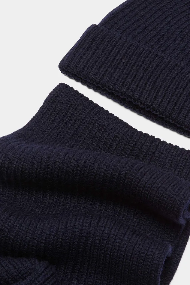 Dsquared2 Headwear Scarf and Hat Warmy Knit Set Dark Blue 8211 Men