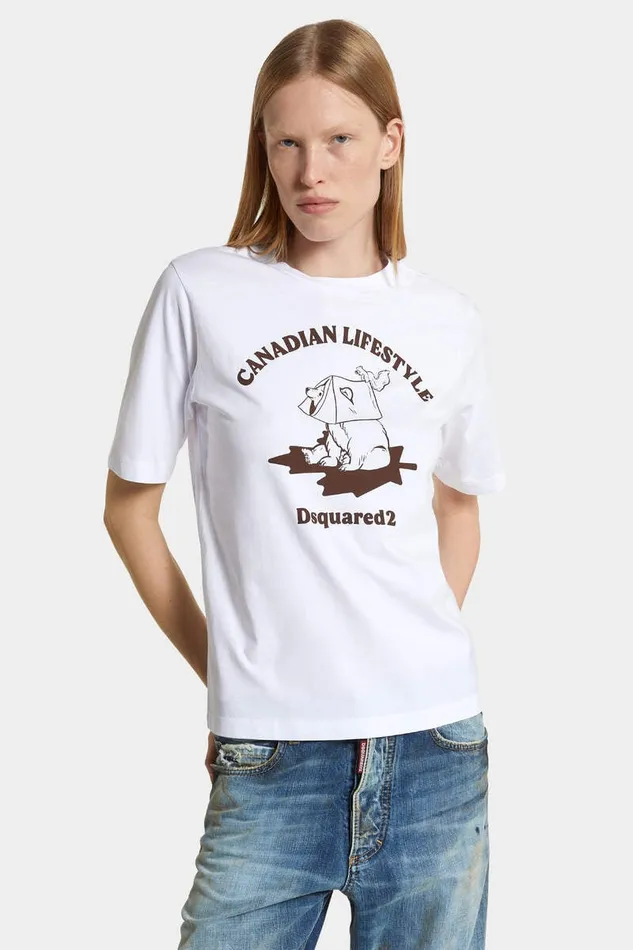 Dsquared2 Tops and TShirts Just Right Fit Canadian TShirt White 8211 Women