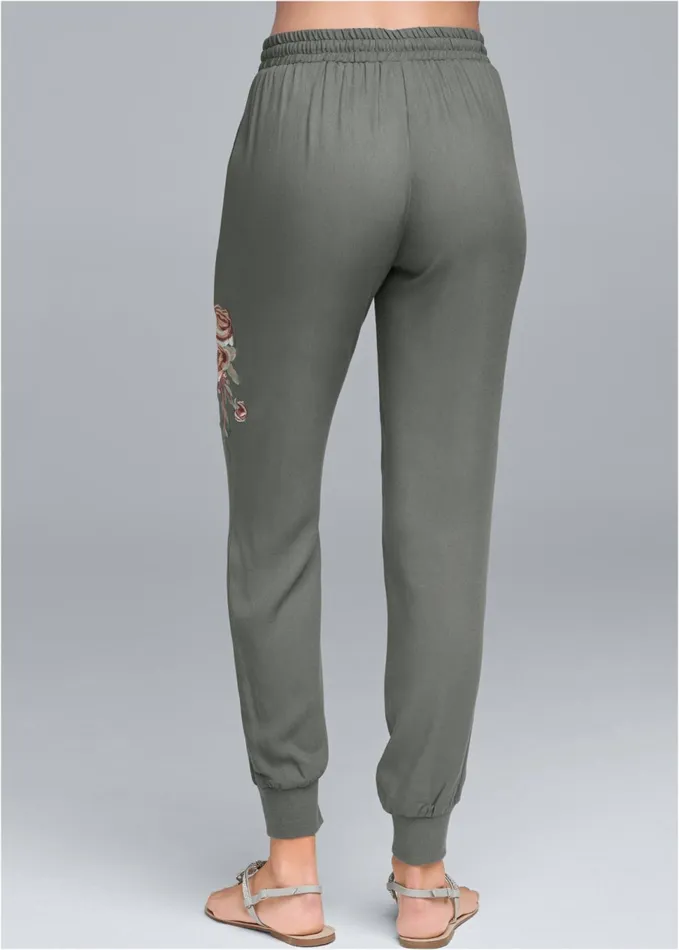 EMBROIDERED PANTS Khaki Women VENUS Casual