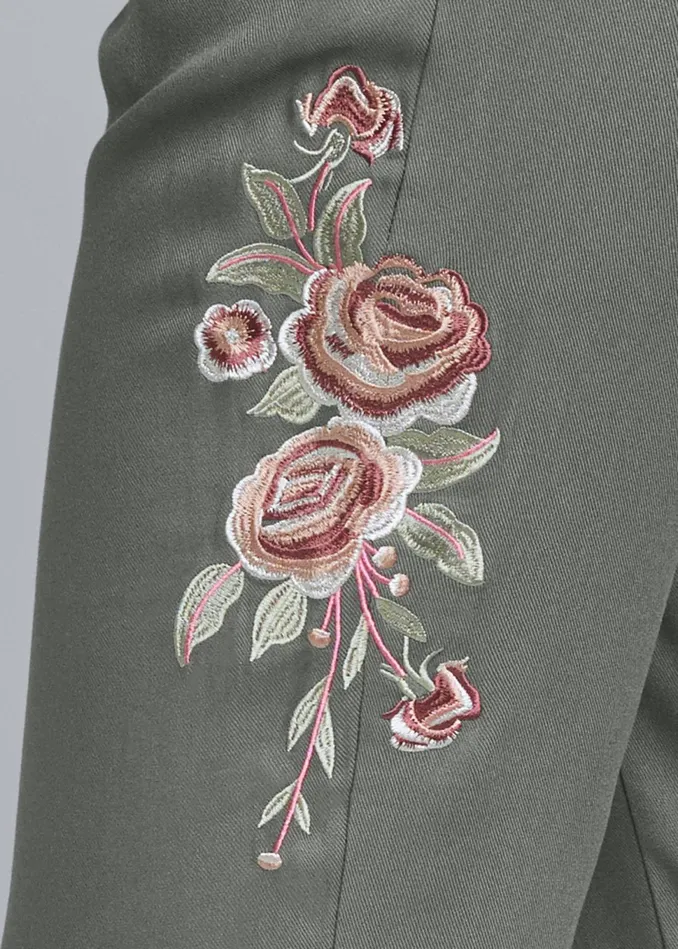 EMBROIDERED PANTS Khaki Women VENUS Casual