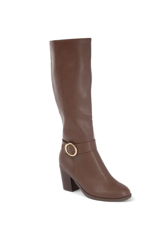FauxLeather Buckle Boots Brown Women VENUS Boots and Booties