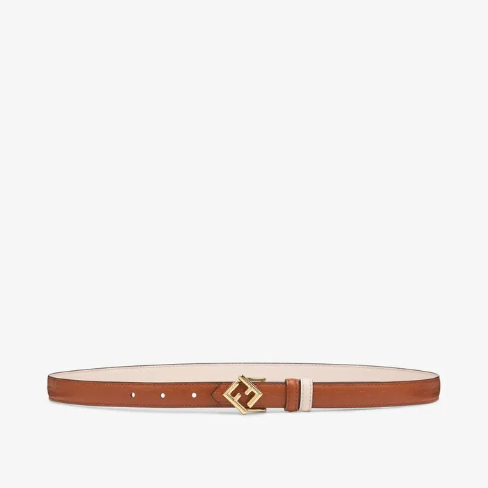 Fendi Belts FF Diamonds Belt Brown And Camellia Leather Reversible Belt 8211 Women