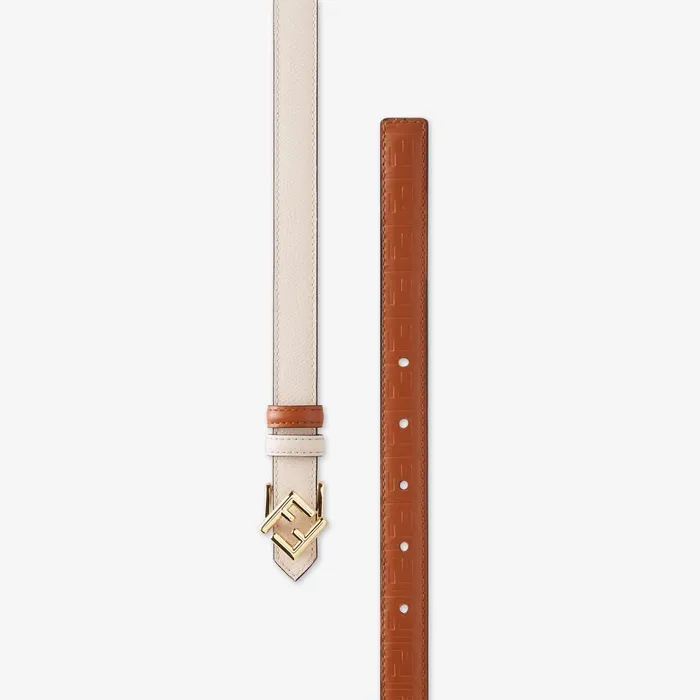Fendi Belts FF Diamonds Belt Brown And Camellia Leather Reversible Belt 8211 Women